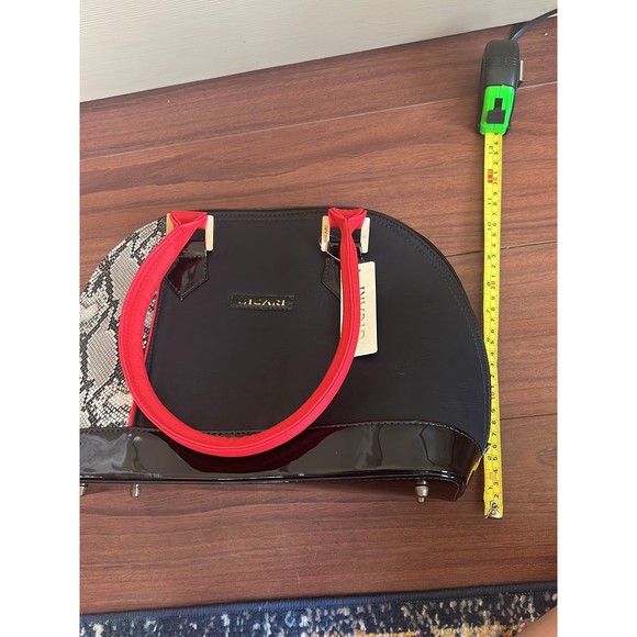 New Gicari Black Red Snakeprint Handbag - Picture 8 of 8